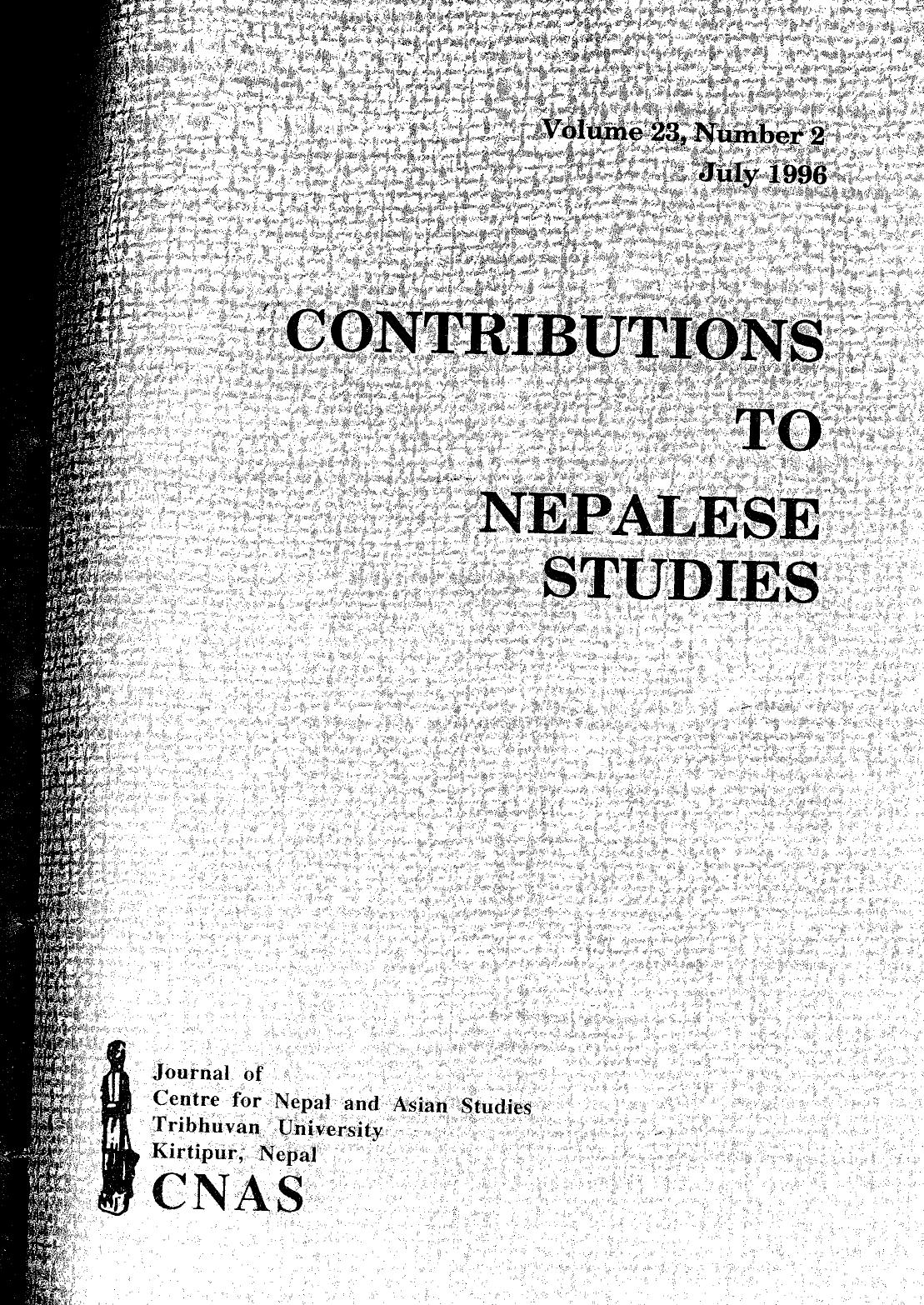 Contributions To Nepalese Studies: Volumel23-02